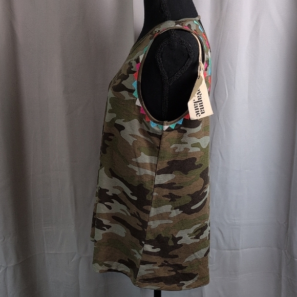 Savanna Jane Green and Brown Camouflage Tank Top Relaxed Fit - Picture 4 of 8